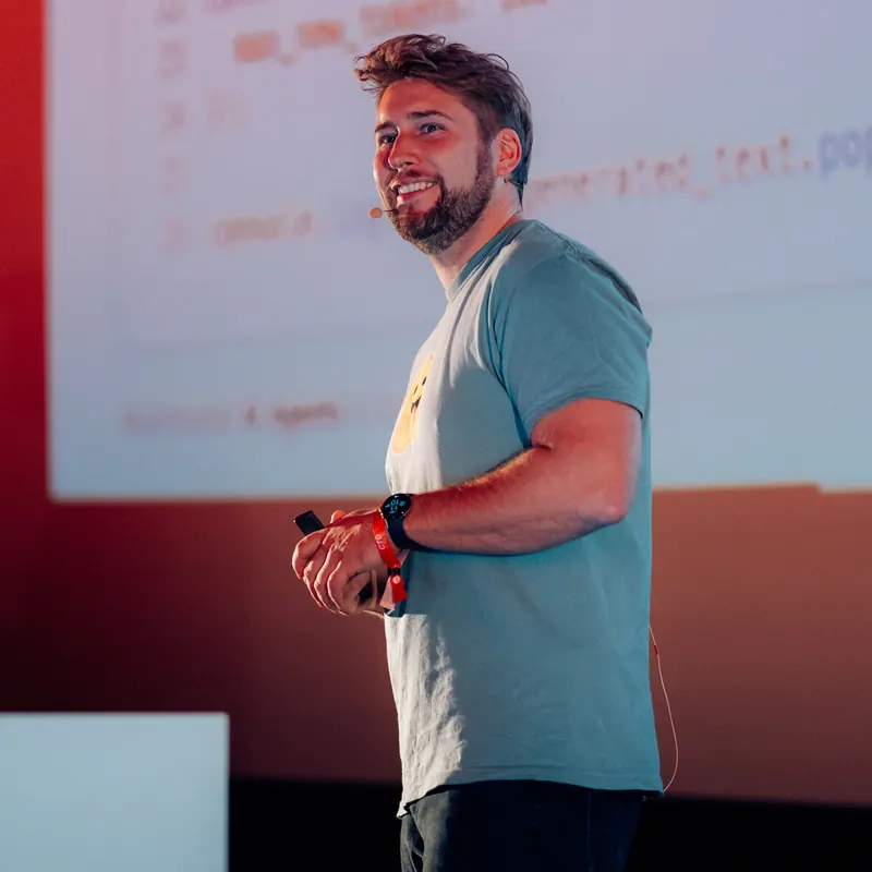 Nico Martin on stage at code.talks Hamburg